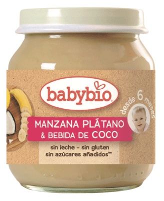 Tarrito de Manzana, Plátano y Bebida de Coco · Babybio · 130 gramo