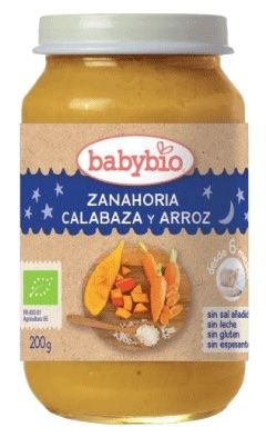 Tarrito Buenas Noches de Zanahoria, Calabaza y Arroz · Babybio · 200 gramos