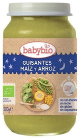 Tarrito Buenas Noches de Guisantes, Maíz y Arroz · Babybio · 200 gramos