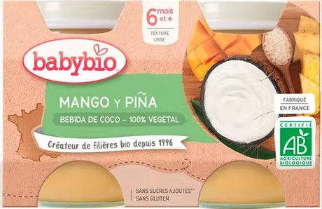 Yogur de Coco, Mango y Piña · Babybio· 2x130 gramos