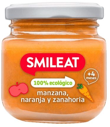 Tarrito de Manzana, Naranja y Zanahoria · Smileat · 130 gramos