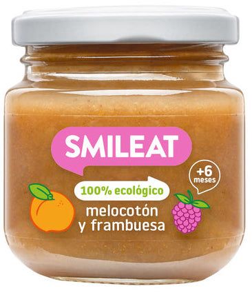 Tarrito de Melocotón y Frambuesa · Smileat · 130 gramos