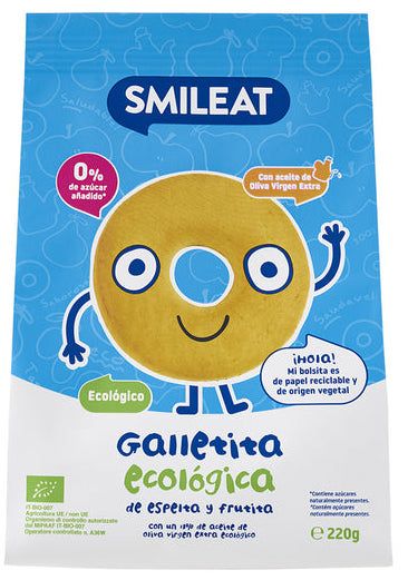 Galletas Ecológicas de Espelta y Fruta · Smileat · 220 gramos