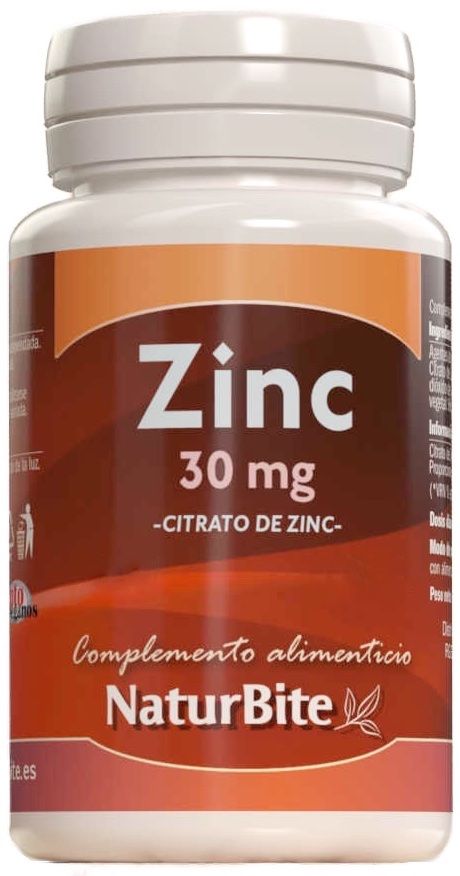 Zinc Citrato 30 mg · NaturBite · 60 comprimidos