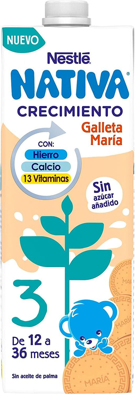 Nativa 3 Leche Líquida de Crecimiento con Galletas Maria · Nestlé · 1 litro [Caducidad 01/2025]