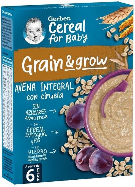 Gerber Papilla para Bebés de Avena Integral con Ciruela · Nestlé · 250 gramos [Caducidad 02/2025]