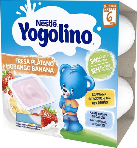 Yogolino Yogurt de Fresa y Plátano · Nestlé · 4x100 gramos [Caducidad 01/2025]