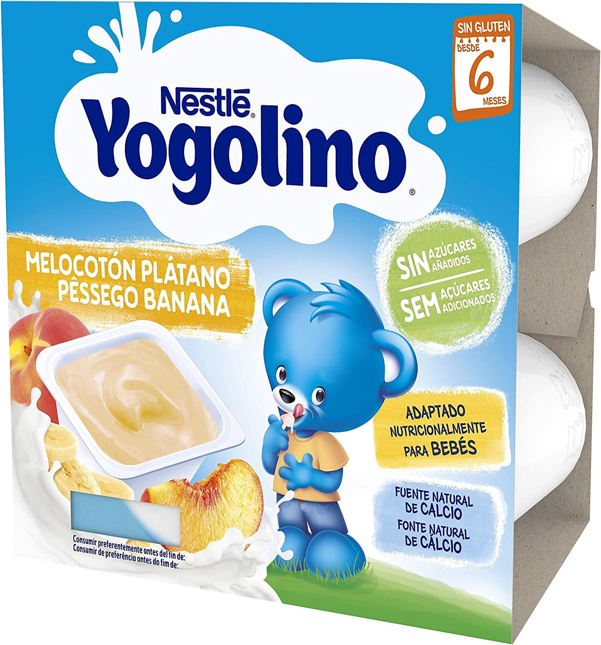 Yogolino Yogurt de Melocotón y Plátano · Nestlé · 4x100 gramos