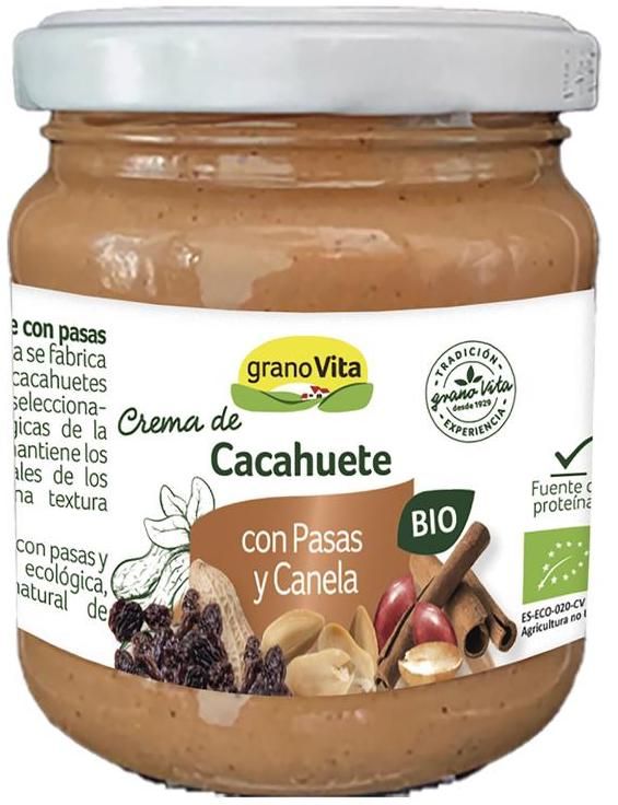 Crema de Cacahuete con Pasas y Canela · Granovita · 175 gramos