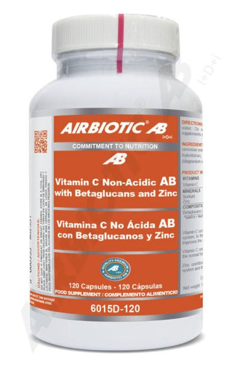 Vitamina C No Ácida con Betaglucanos y Zinc · Airbiotic · 120 cápsulas