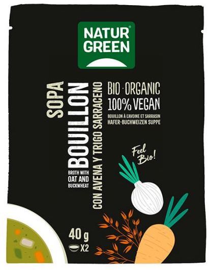 Sopa Bouillon Con Avena y Trigo Bio · Naturgreen · 40 gramos