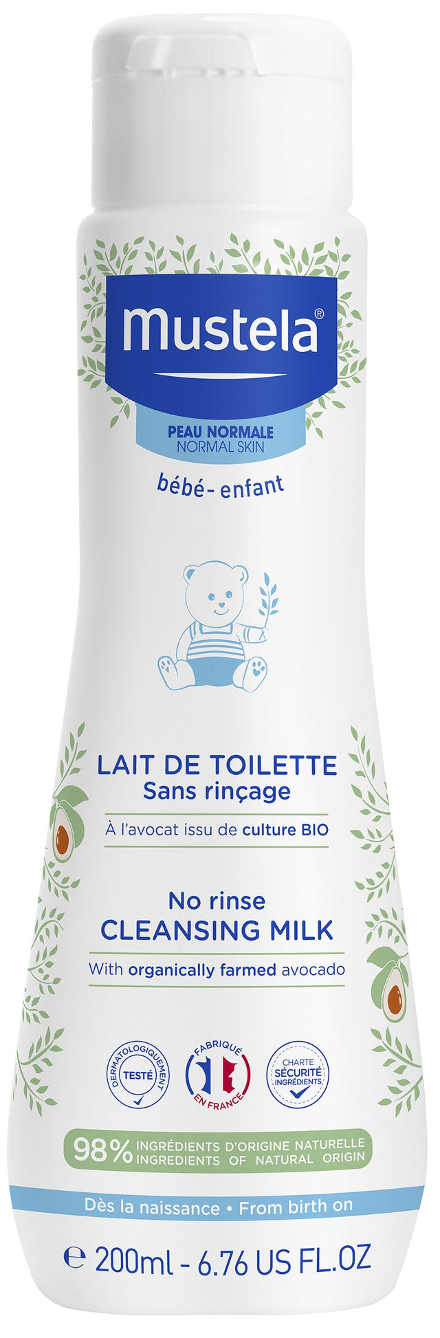 Loción Limpiadora Sin Aclarado con Aguacate Bio · Mustela · 200 ml