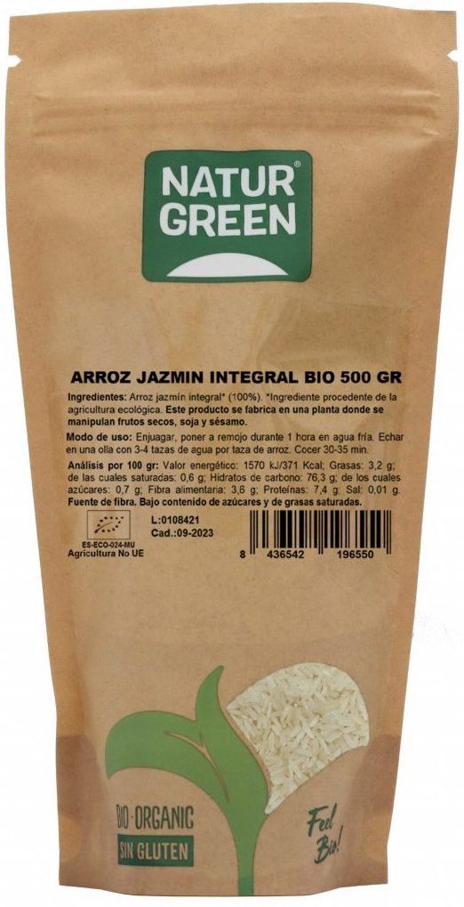 Arroz Jazmín Integral Bio · Naturgreen · 500 gramos