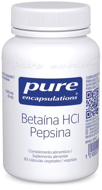 Betaína HCl Pepsina · Pure Encapsulations · 90 cápsulas