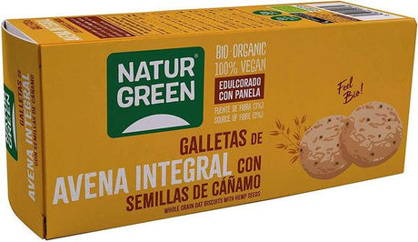 Galletas de Avena Integral con Semillas de Cáñamo Bio · Naturgreen · 140 gramos