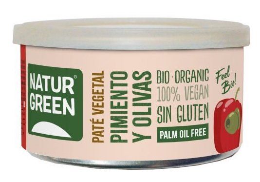 Paté Vegetal de Pimiento y Olivas Bio · Naturgreen · 125 gramos