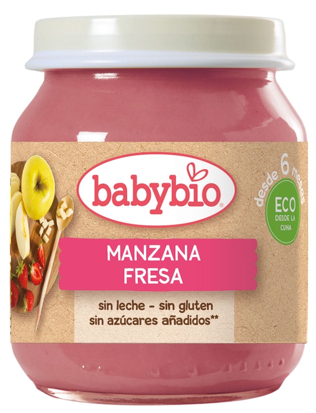 Tarrito de Manzana y Fresa · Babybio · 130 gramos