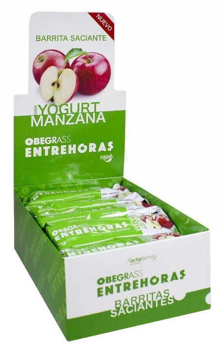 Barritas Obegrass Entrehoras - Sabor Yogurt y Manzana · Actafarma · 20 barritas