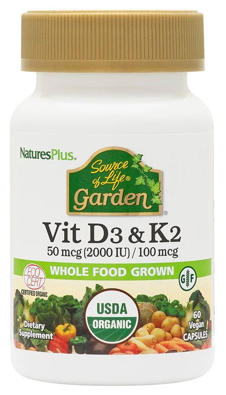 Garden Vitamina D3 & K2 · Nature's Plus · 60 cápsulas