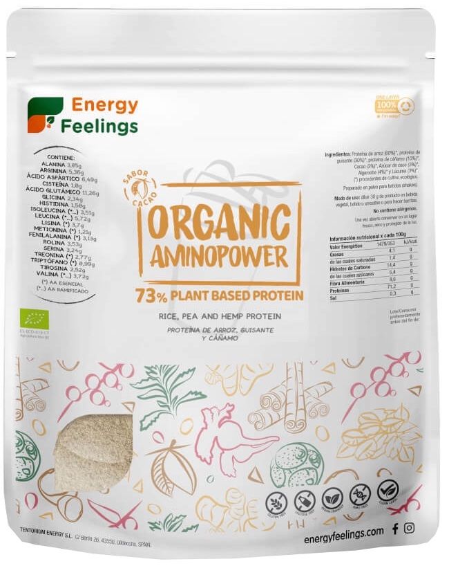 Organic AminoPower Eco 73% - Sabor Cacao · Energy Feelings · 500 gramos