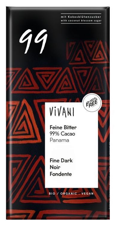 Chocolate Negro Fino 99% Cacao · Vivani · 80 gramos