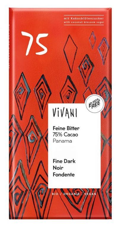 Chocolate Negro Fino 75% Cacao · Vivani · 80 gramos