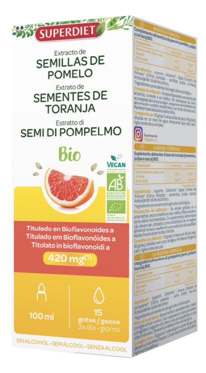 Extracto de Semillas de Pomelo Bio · Superdiet · 100 ml