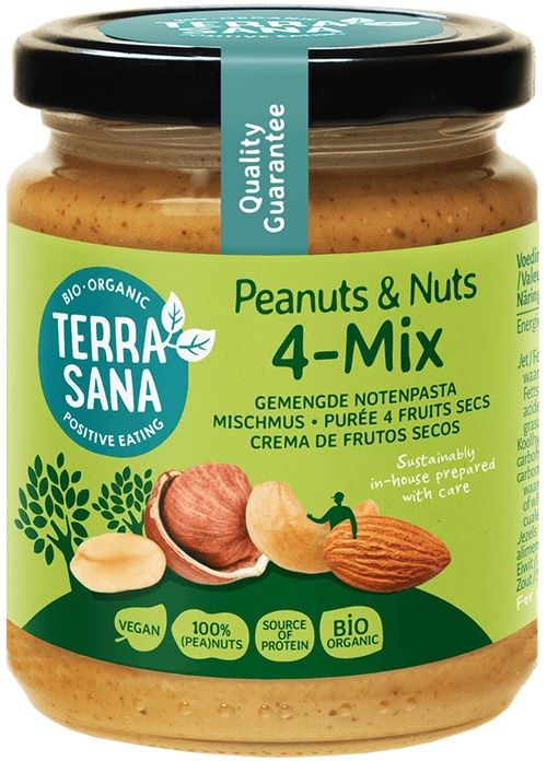 Crema de Frutos Secos con Cacahuetes 4-Mix · Terrasana · 250 gramos