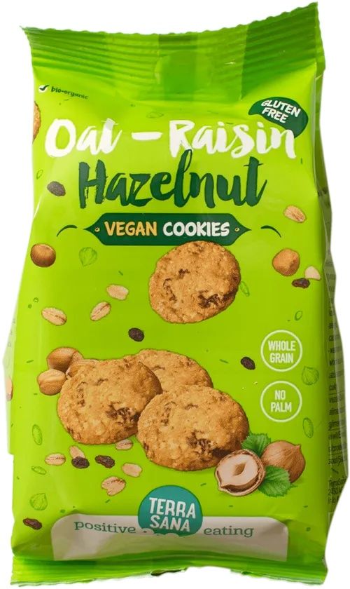 Cookies Veganas de Avena, Pasas y Avellanas · Terrasana · 150 gramos