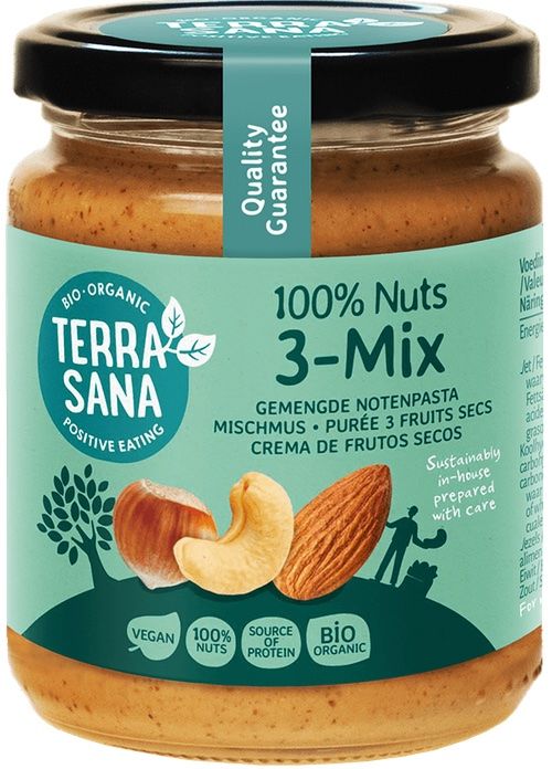 Crema de Frutos Secos Sin Cacahuetes 3-Mix · Terrasana · 250 gramos