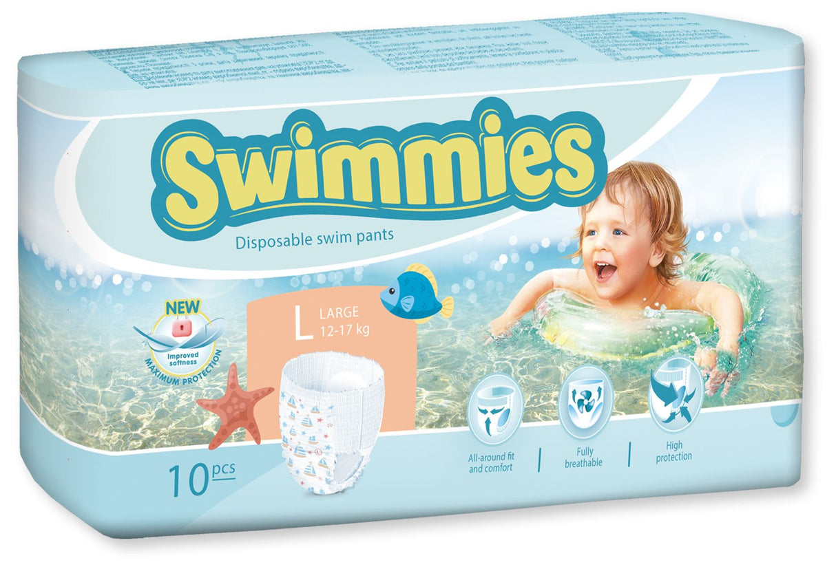 Pañal Bañador Desechable Talla L · Swimmies · 10 unidades