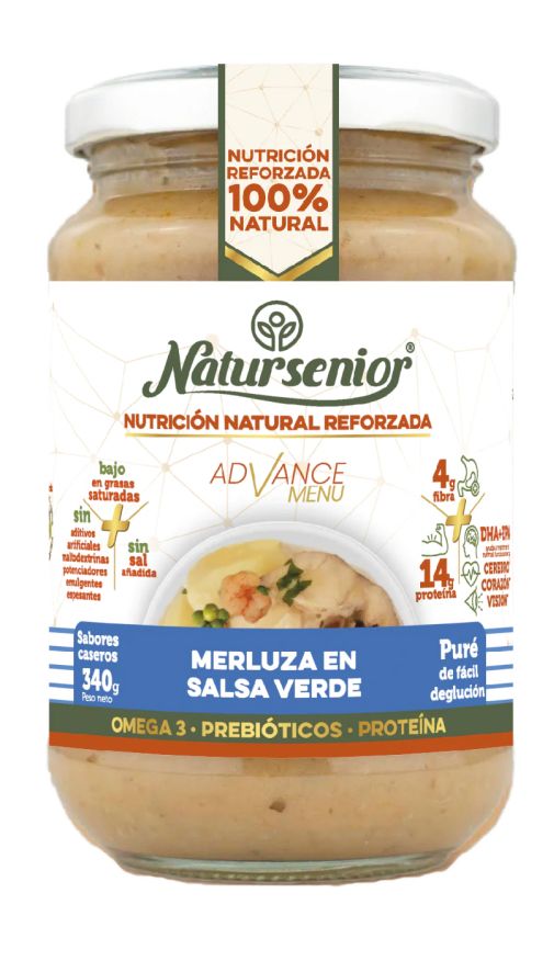 Tarro de Puré de Merluza en Salsa Verde · Natursenior · 340 gramos