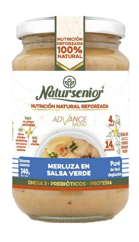 Tarro de Puré de Merluza en Salsa Verde · Natursenior · 340 gramos