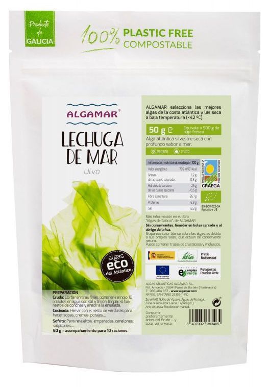 Alga Lechuga de Mar en Copos · Algamar · 50 gramos