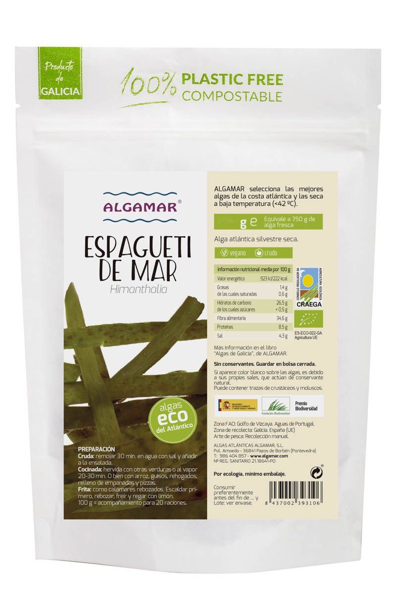 Alga Espagueti de Mar · Algamar · 100 gramos