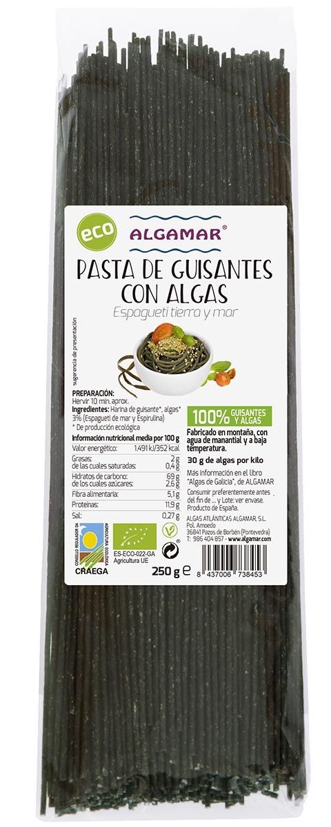 Pasta de Guisantes con Algas - Espagueti · Algamar · 250 gramos