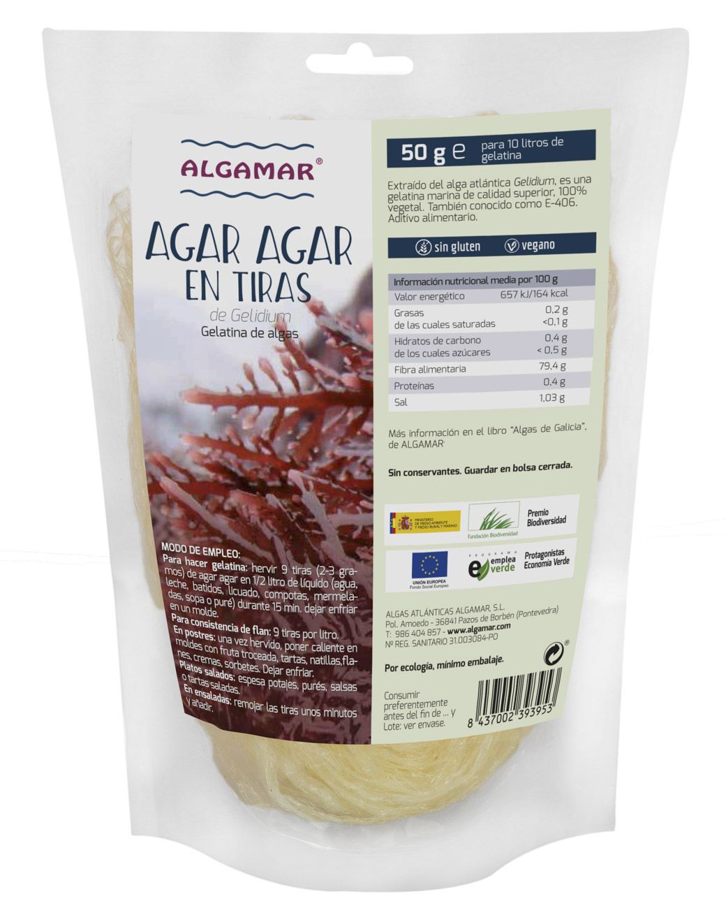 Agar-Agar en Tiras · Algamar · 50 gramos