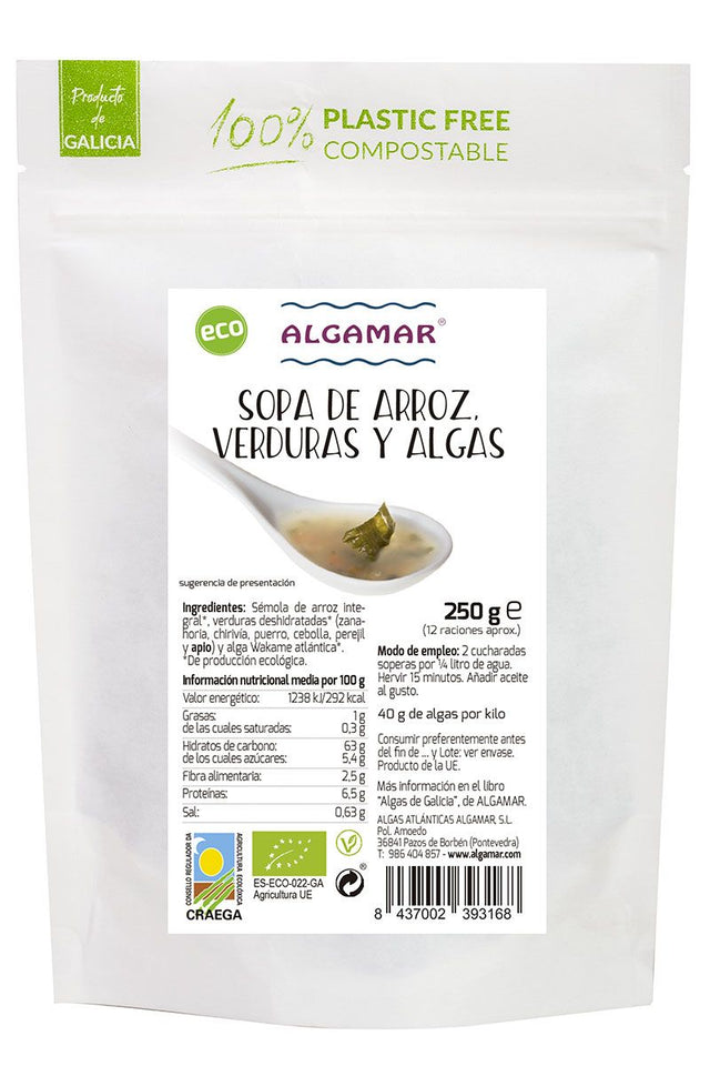 Sopa de Arroz, Verduras y Algas · Algamar · 250 gramos