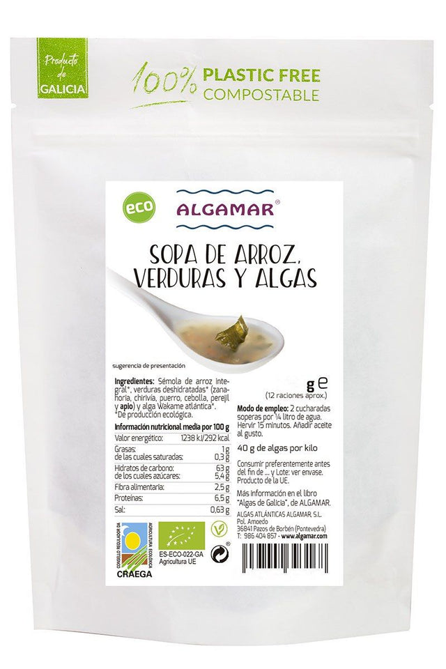 Sopa de Arroz, Verduras y Algas · Algamar · 500 gramos