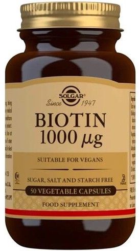 Biotina 1.000 mcg · Solgar · 50 cápsulas