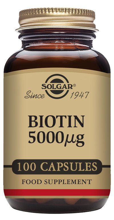 Biotina 5.000 mcg · Solgar · 100 cápsulas