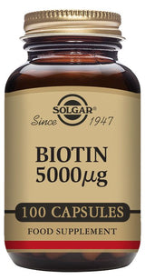 Biotina 5.000 mcg · Solgar · 100 cápsulas