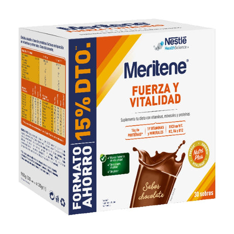 Pack Meritene Fuerza y Vitalidad Batido Chocolate · Nestlé · 30 sobres