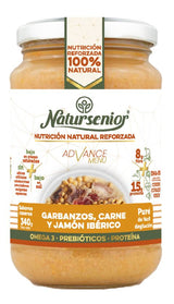 Tarro de Puré de Cocido de Garbanzos, Carne y Jamón Ibérico · Natursenior · 340 gramos