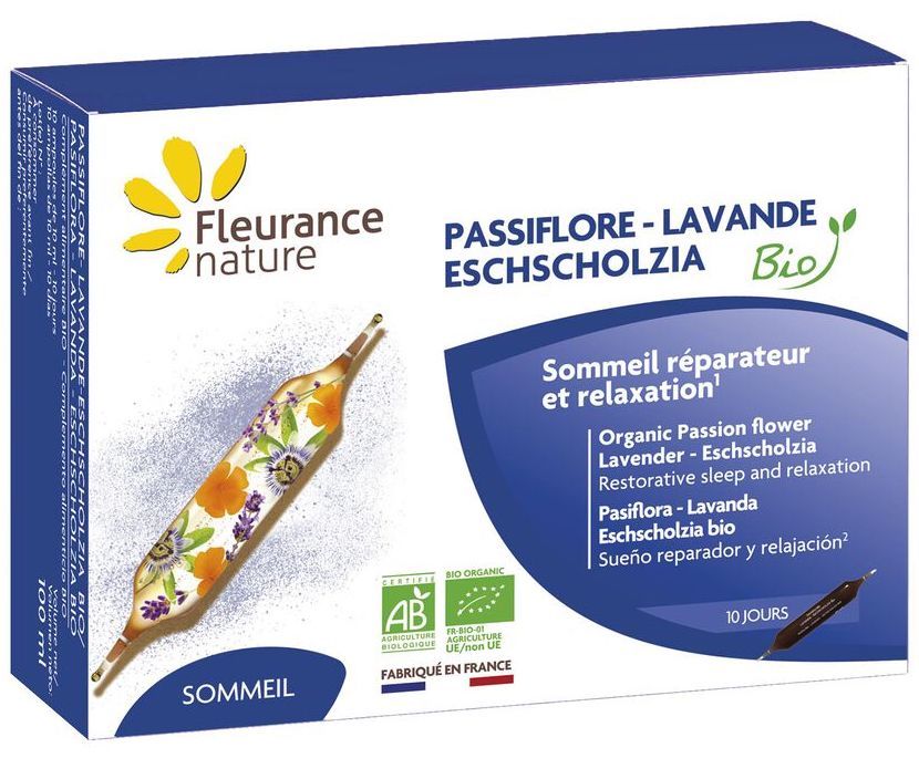 Pasiflora, Lavanda y Eschscholzia Ampollas Bio · Fleurance Nature · 10 ampollas