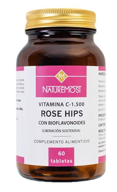 Vitamina C 1500 Rose Hips con Bioflavonoides · Nature Most · 60 tabletas