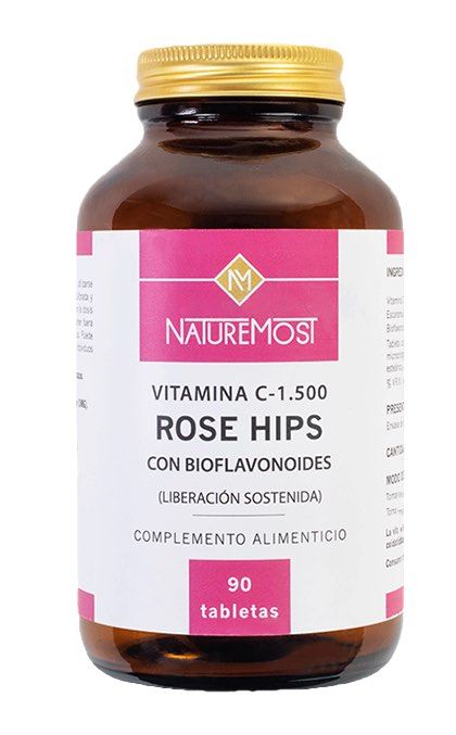 Vitamina C 1500 Rose Hips con Bioflavonoides · Nature Most · 90 tabletas