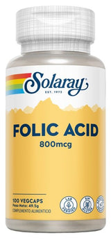 Ácido Fólico 800 mcg · Solaray · 100 cápsulas