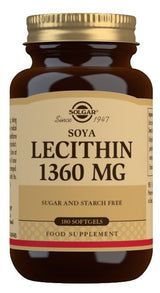 Lecitina de Soja 1.360 mg · Solgar · 180 cápsulas blandas