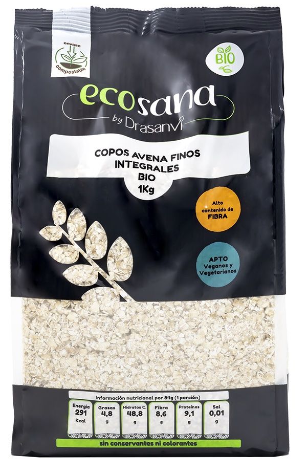 Copos de Avena Finos Integrales Bio · Ecosana · 1 kg